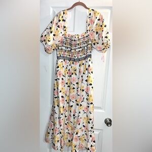 KATE SPADE | Floral New York Lily Blooms Smocked Dress XL